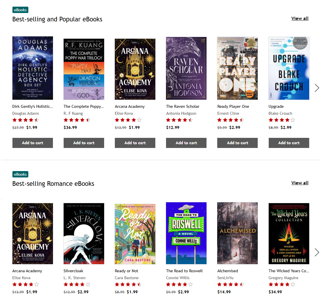 Kobo Plus app interface during free trial