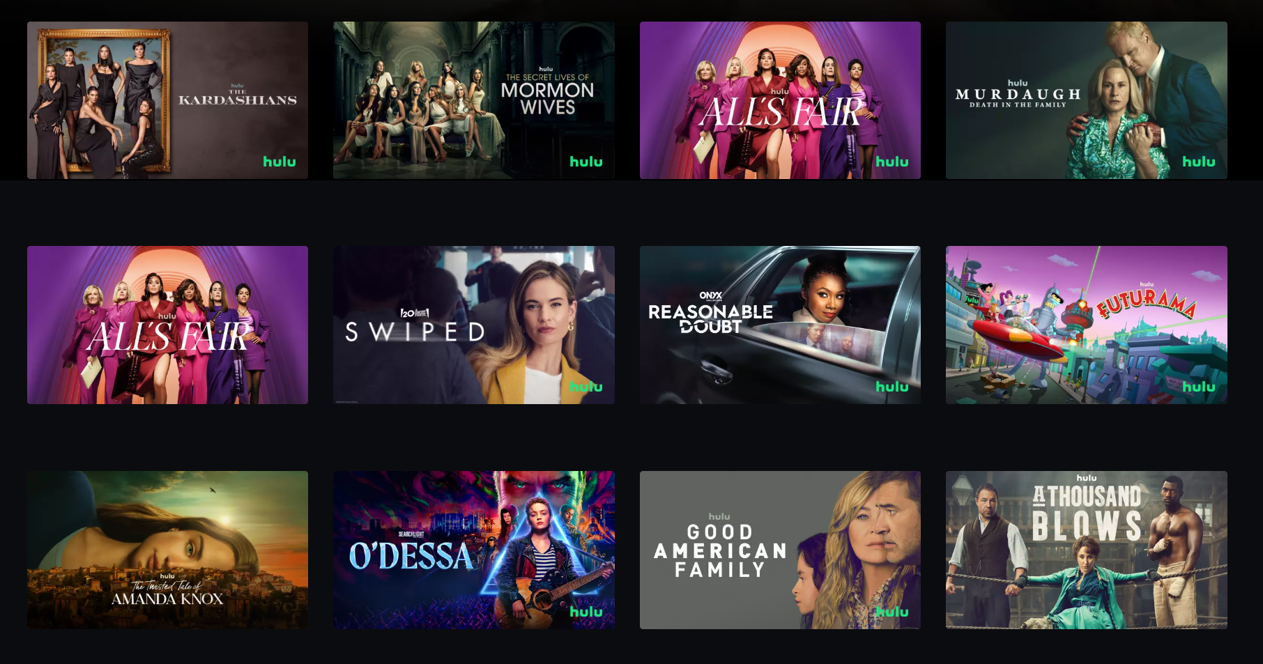 Hulu free trial library featuring popular shows and originals